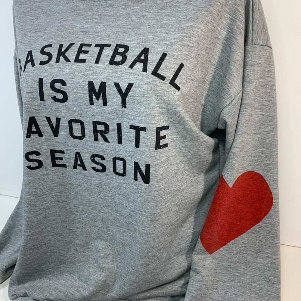 "Basketball is My Favorite Season" Grey Sweater - Picture 3 of 7